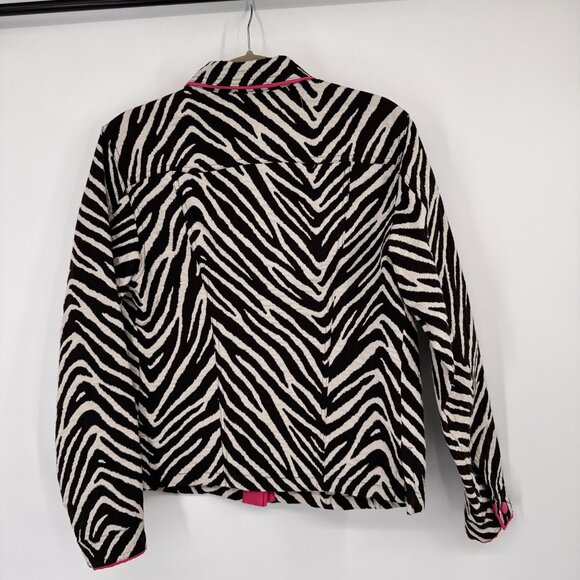 3 Sisisters Zebra Print Jacket  Pink Piping  Buttons Cotton Womens Size Large - Picture 14 of 14